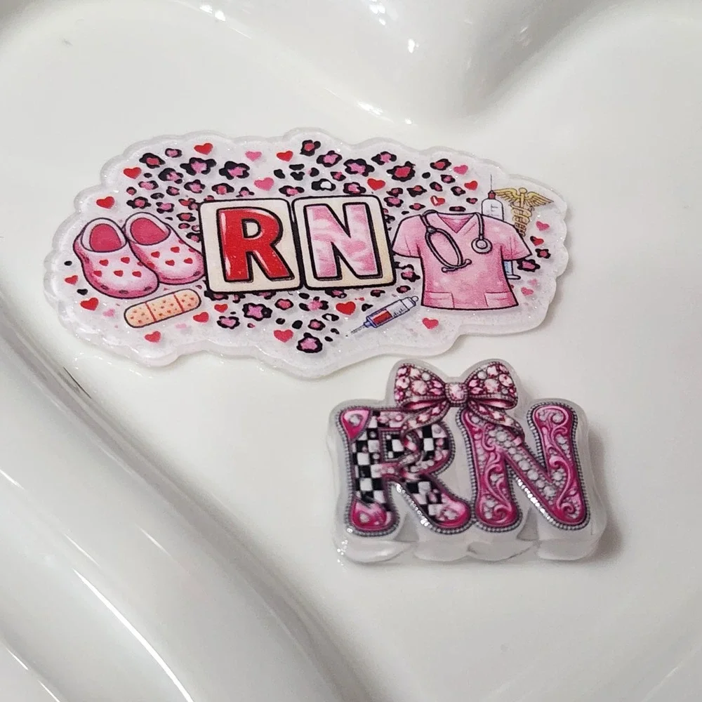 RN Nurse Flatback Focal Bead Badge Keychain Crafts Beaded Pen Acrylic Flats